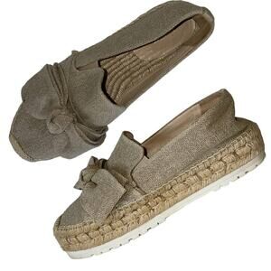Botkier Wesley Beige Canvas Platform Espadrilles Size 10